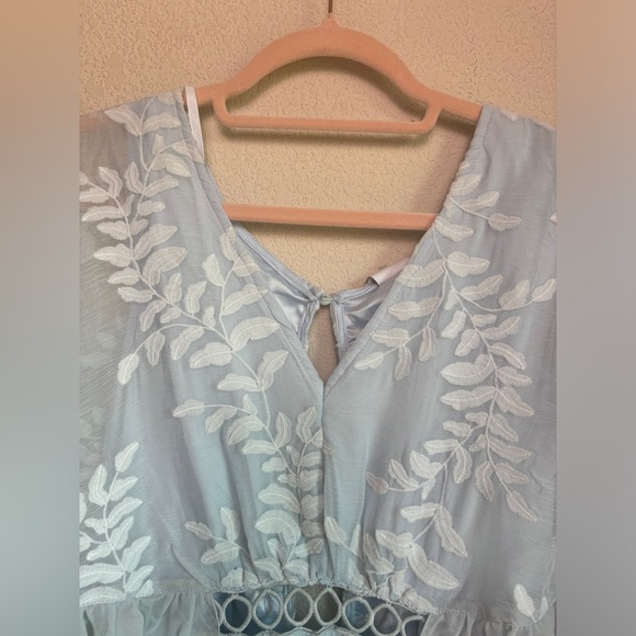 NWT Selfie Leslie Caspar Leafy Baby Blue Eyelet Embroidered Chiffon Dress M
. - Picture 5 of 12